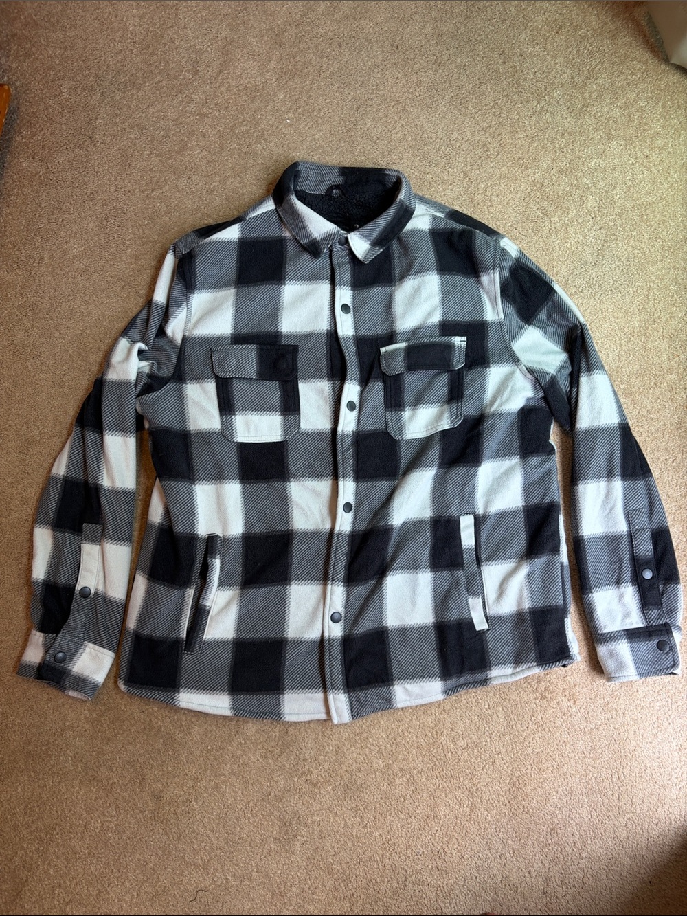 urban pipeline Black and White Plaid fleece Shirt Jacket